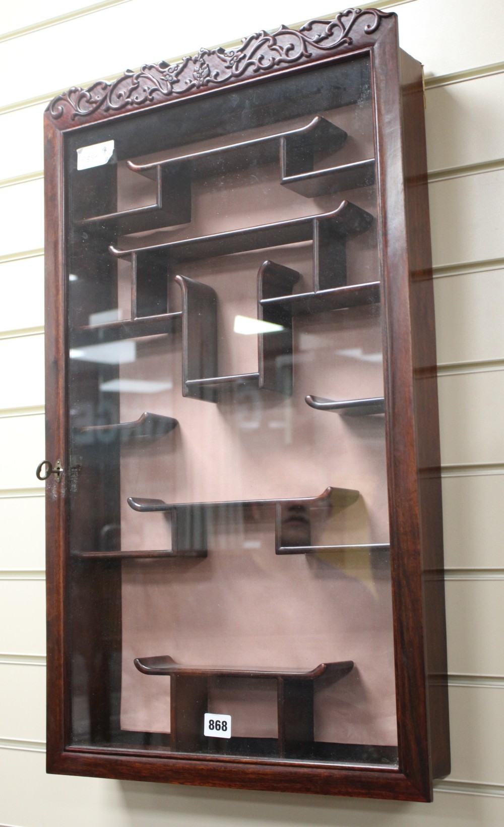 A Chinese snuff bottle cabinet, W.45cm D.9.5cm H.76cm